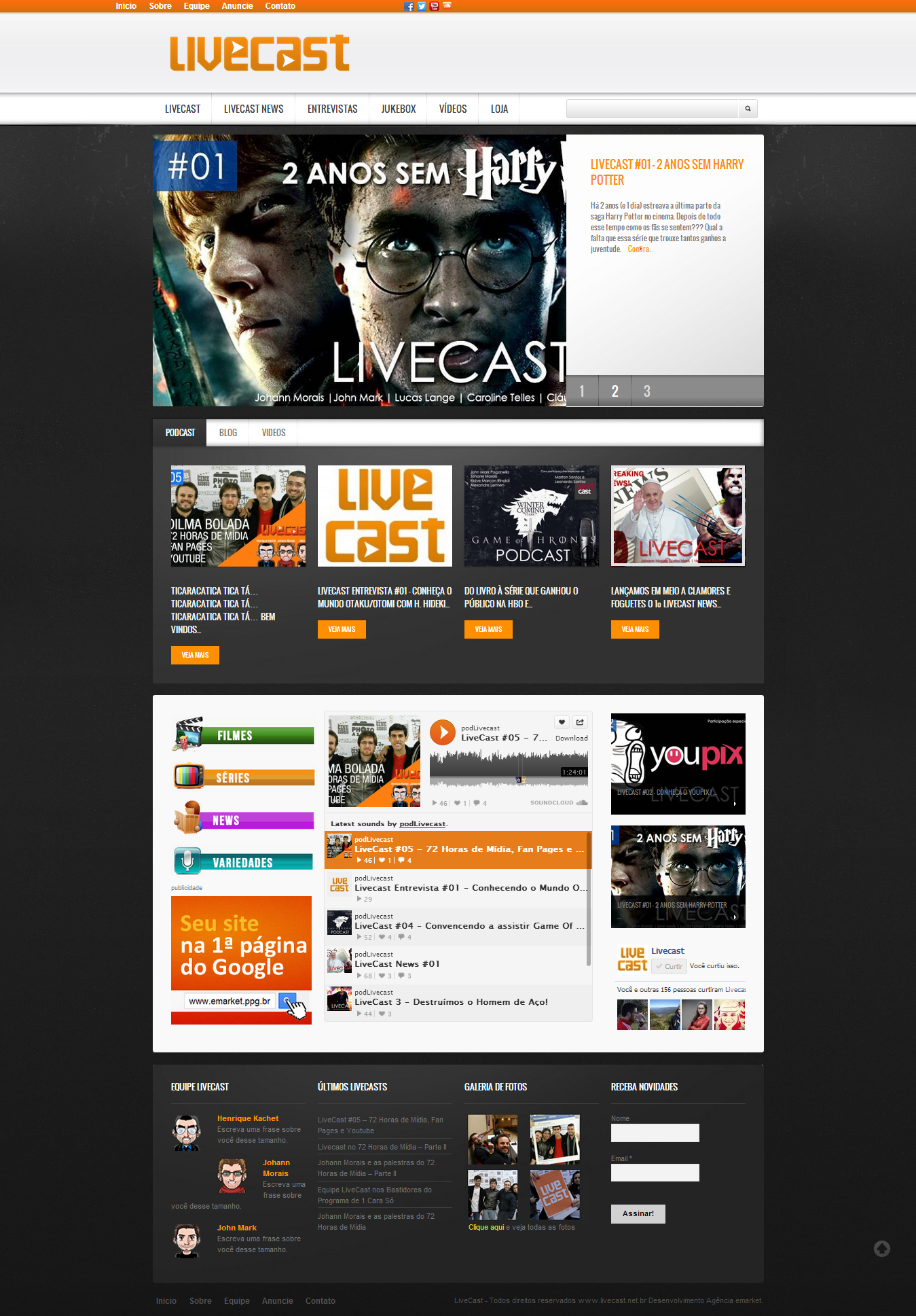 emarket cria novo site livecast
