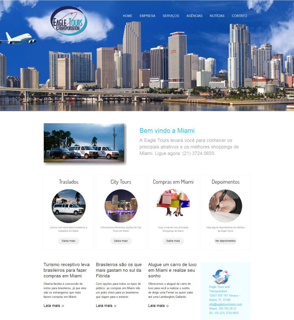 Criação de site e otimização seo do site Eagle Tours